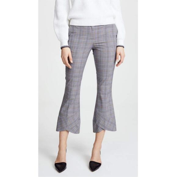 Robert Rodriguez Plaid Crop Flare-Hem Tailored Trousers Size 4 Mid Rise Dressy - Picture 1 of 15